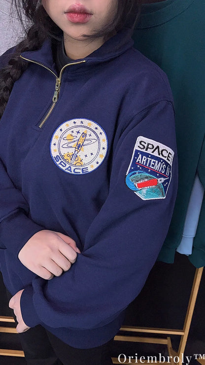 NASA Artemis II Embroidered Sweatshirt – Vintage Space Crewneck Pullover