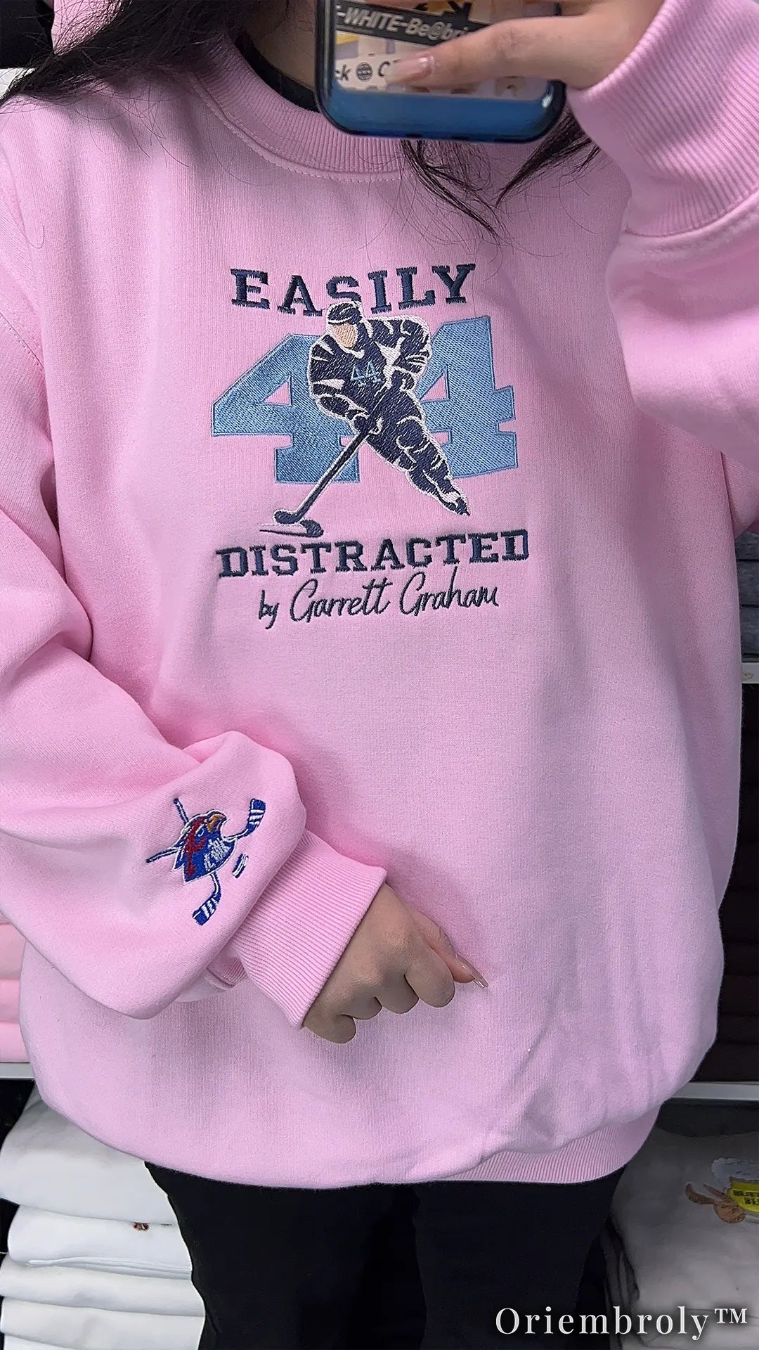 Easily Distracted by Hockey Romance Embroidered Sweatshirt – Off Campus Bookish Crewneck