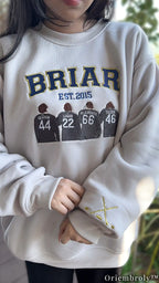 Embroidered College Varsity Sweatshirt | Bookish Campus Fleece Crewneck