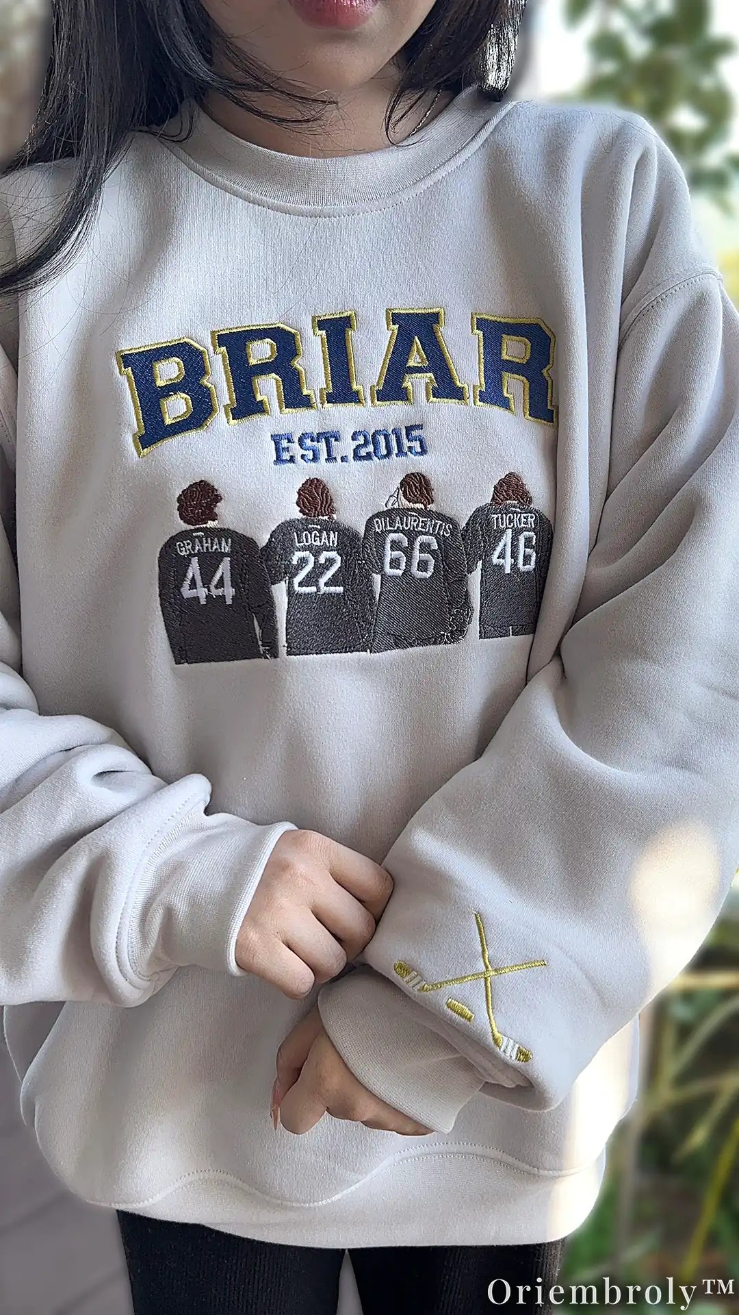 Embroidered College Varsity Sweatshirt | Bookish Campus Fleece Crewneck