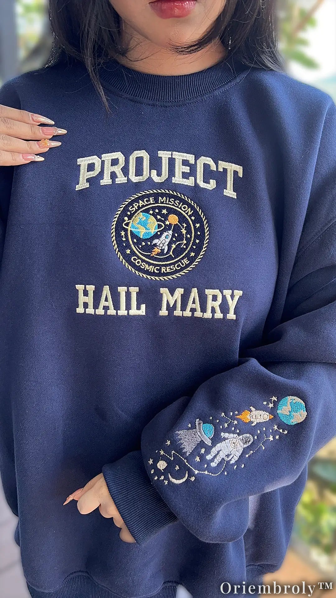 Embroidered Project Hail Mary Crewneck | Sci-Fi Reader Gift Fleece Sweatshirt