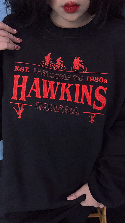 Stranger Vibes Hawkins Embroidered Sweatshirt