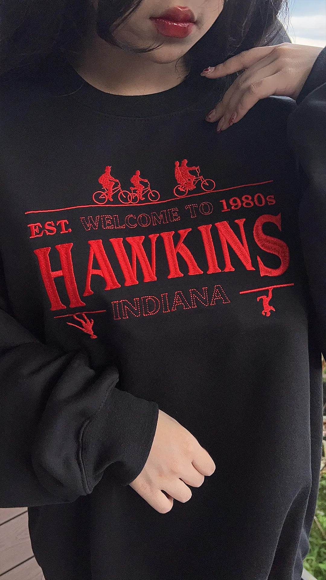 Stranger Vibes Hawkins Embroidered Sweatshirt