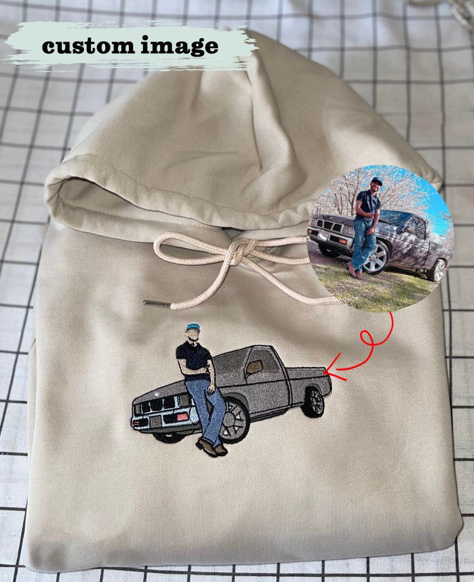 Custom Car Embroidered Sweatshirt, Gift for Dad, Car Photo Embroidered, Car Lover Gift