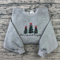 Christmas Tree Sweater, Merry and Bright Embroidered