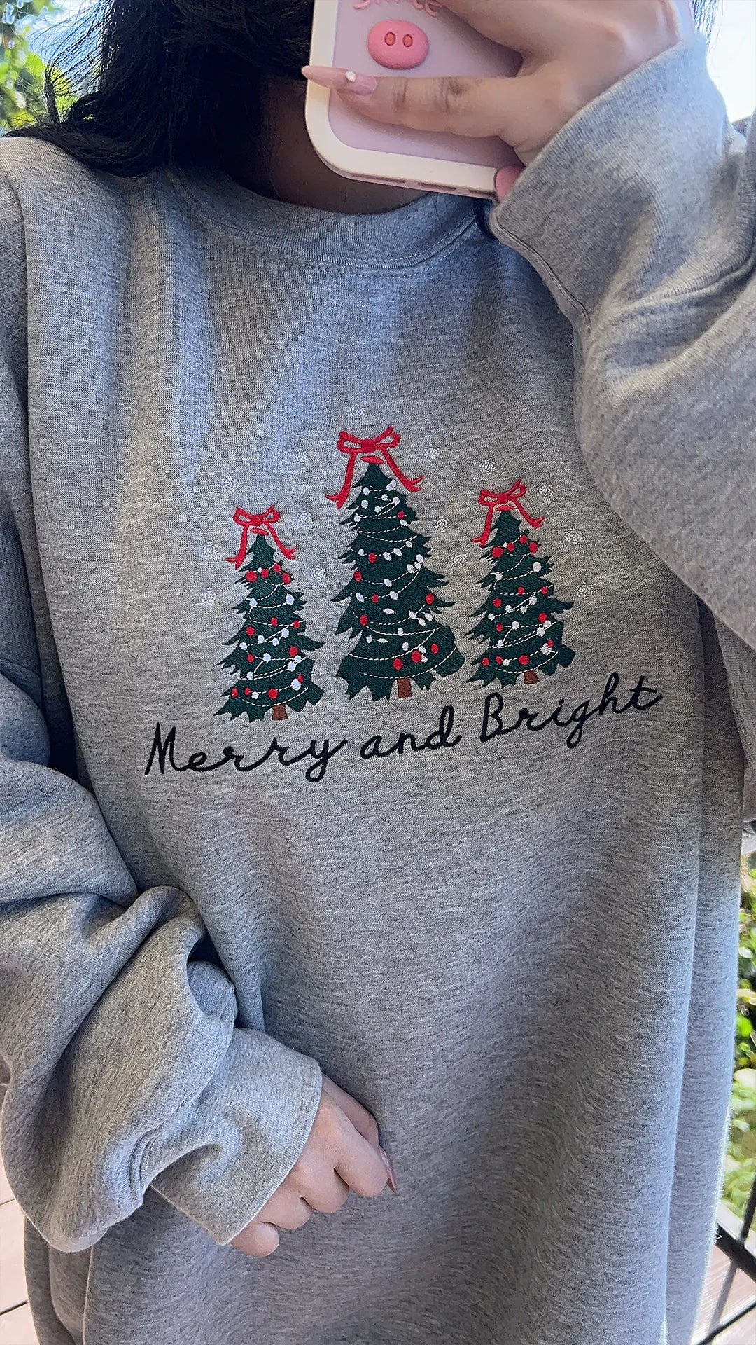 Christmas Tree Sweater, Merry and Bright Embroidered