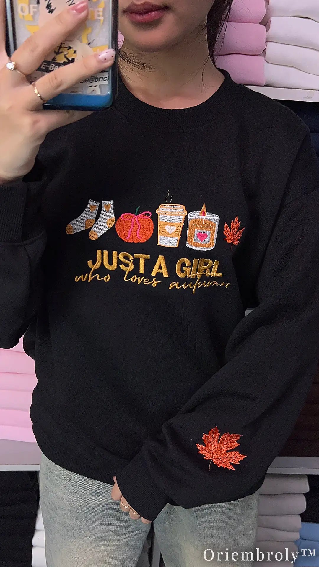 Autumn Aesthetic Embroidered Sweatshirt – Cozy Fall Lover Crewneck