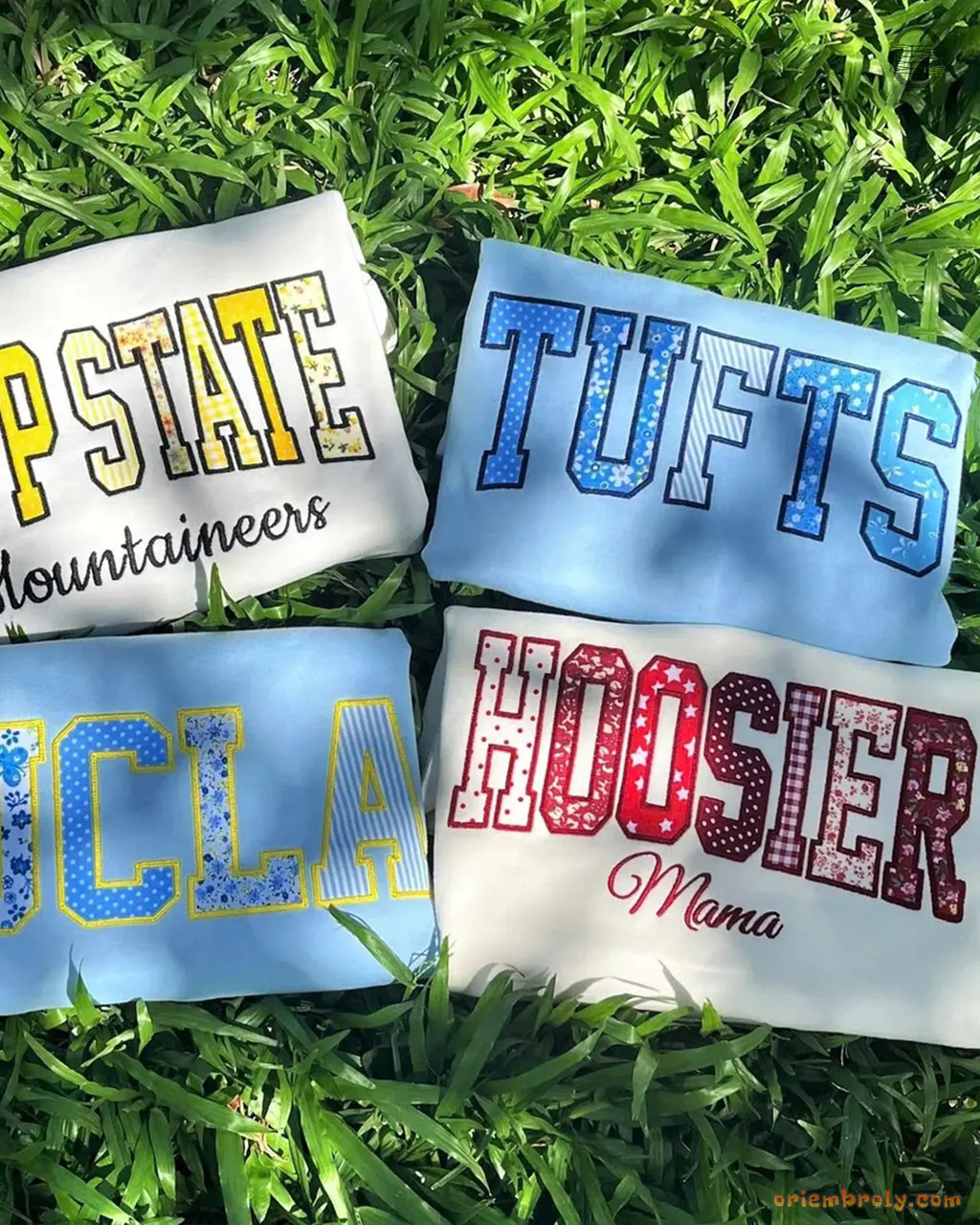 Custom State University Applique Embroidered Crewneck and Mock Neck Sweatshirt