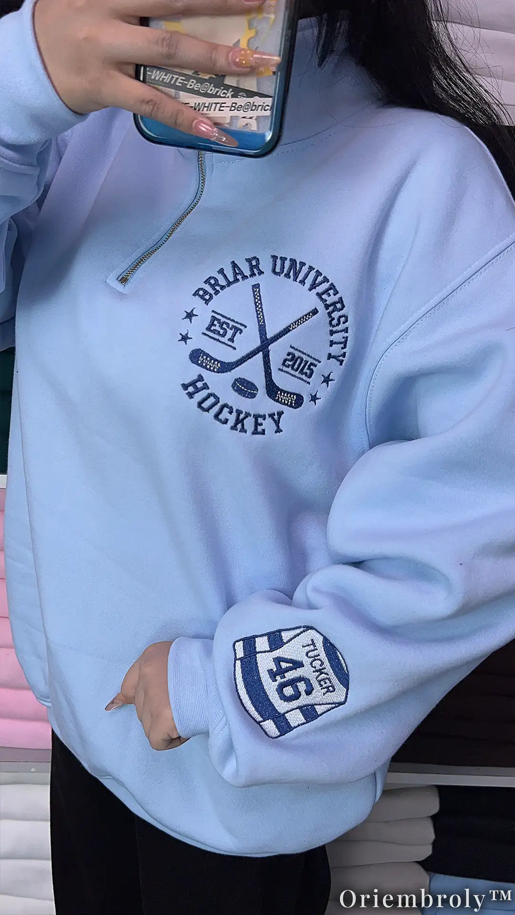 Off Campus Briar Hockey Crewneck Embroidered - Graham Tucker Logan Collection