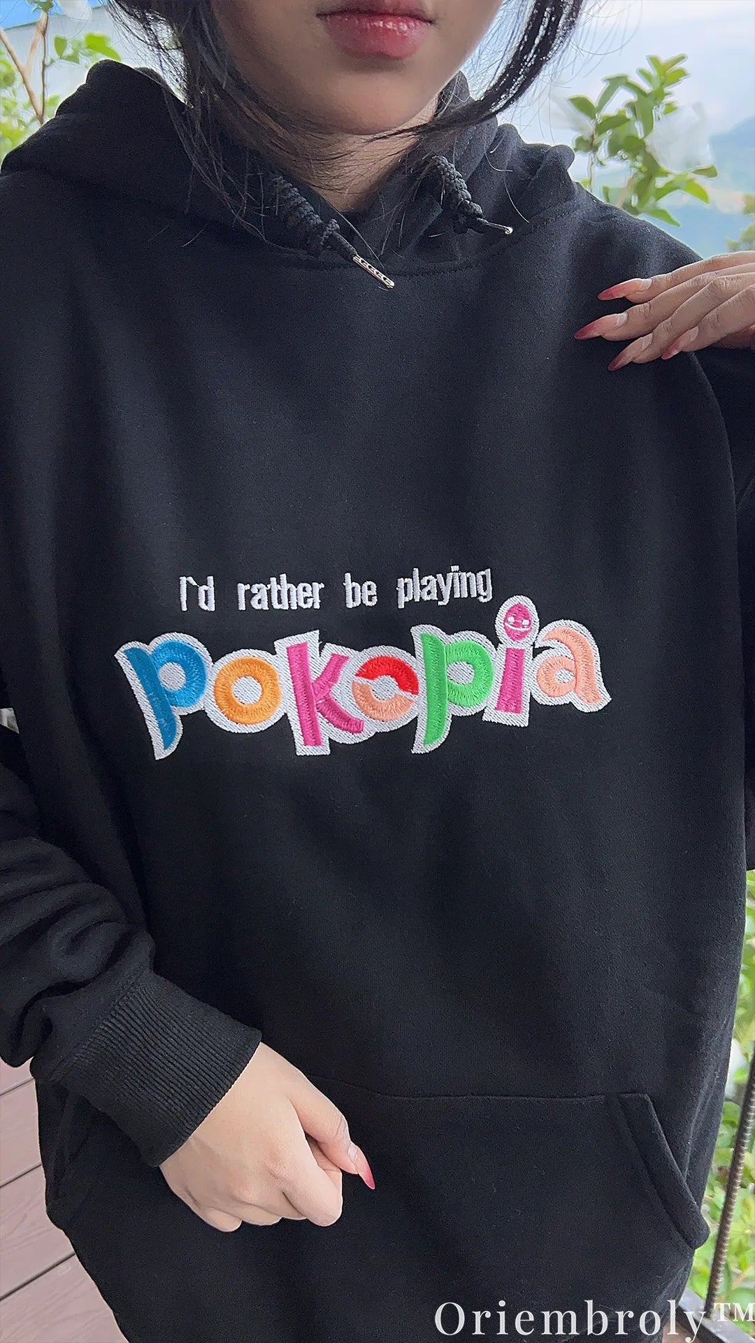I’d Rather Be Playing Pokopia Embroidered Hoodie – Retro Gamer Y2K Streetwear Pullover