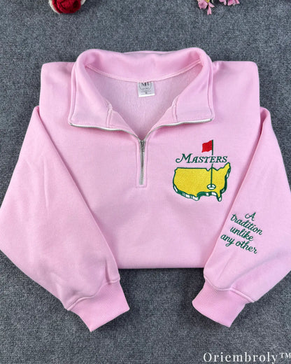 Masters Golf Embroidered Quarter Zip – Vintage Golf Pullover, Old Money Style