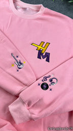 HM Purple Varsity Crewneck - Guitar & Music Notes Patch