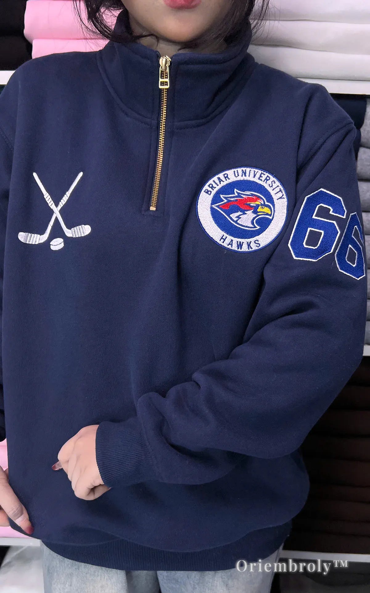 Briar University Hawks Quarter Zip Sweatshirt – Di Laurentis 66 Hockey Pullover