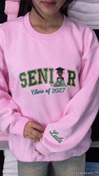 Personalized Senior 2027 Embroidered Sweatshirt – Custom Class of 2027 Graduation Crewneck, Name Sleeve Gift