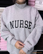 Custom Arched Varsity Collegiate Embroidered Oversized Mock Neck Sweatshirt