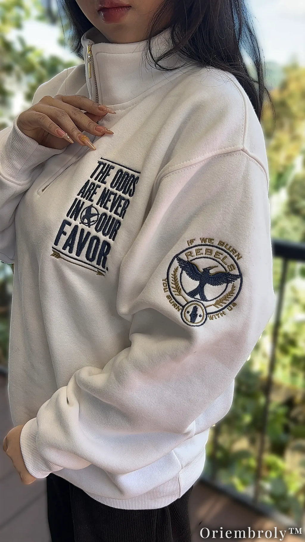 Dystopian Survivor Embroidered Crewneck | Forest Adventure Fleece Sweatshirt