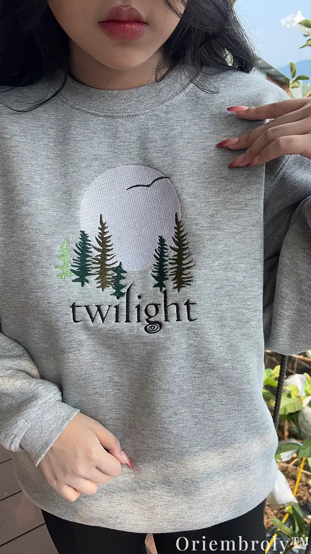 Twilight Forks Washington Embroidered Sweatshirt – Vintage Forest Moon Crewneck