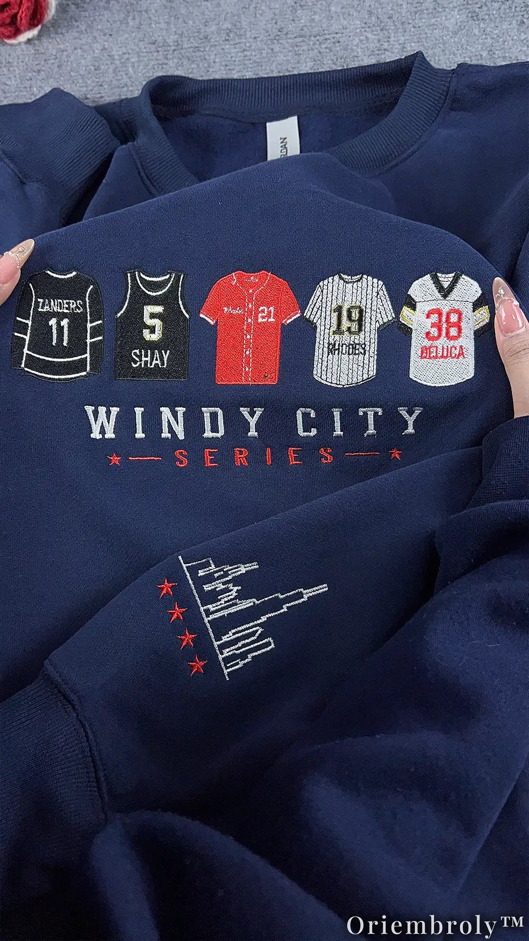 City Series Oversized Sweater - Numbered Athlete Embroidery