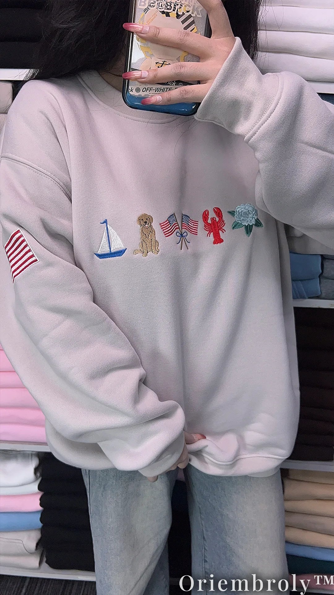 New England Coastal Embroidered Sweatshirt – Vintage Old Money Crewneck