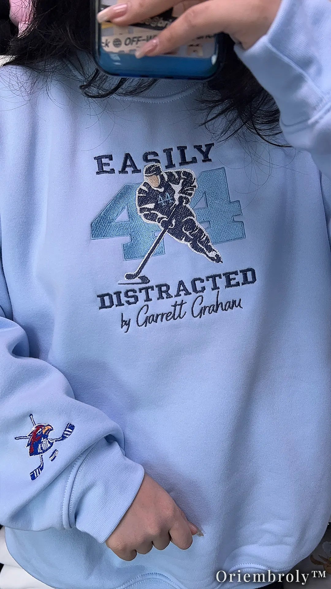 Easily Distracted by Hockey Romance Embroidered Sweatshirt – Off Campus Bookish Crewneck