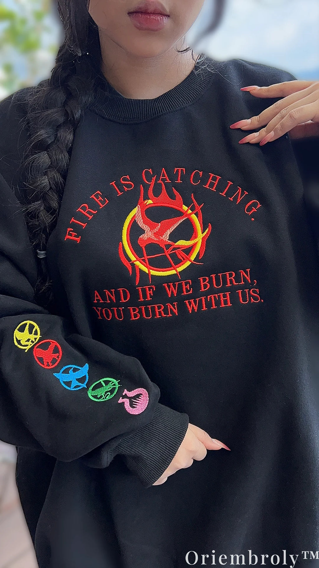Hunger Games Fire Is Catching Embroidered Sweatshirt
