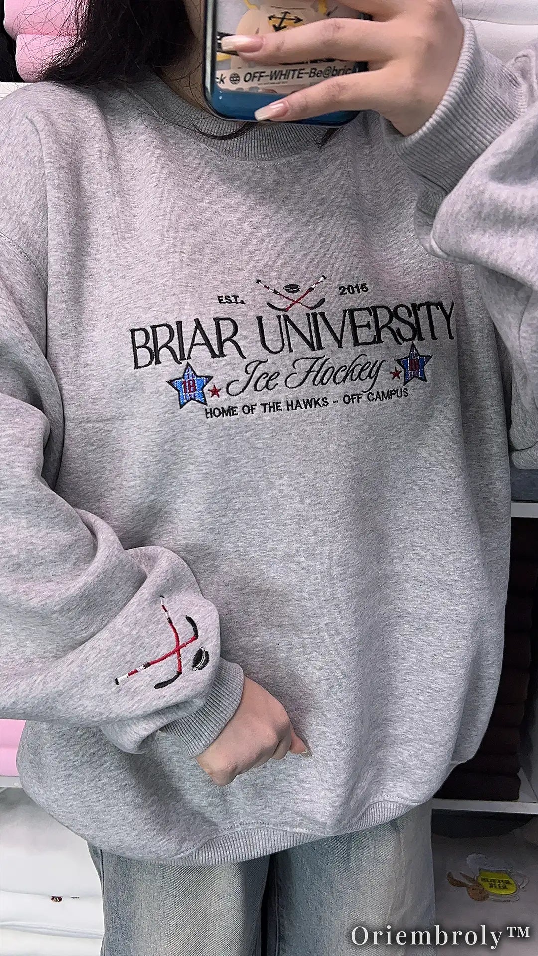 Briar University Hockey Embroidered Sweatshirt – Off Campus Romance Crewneck