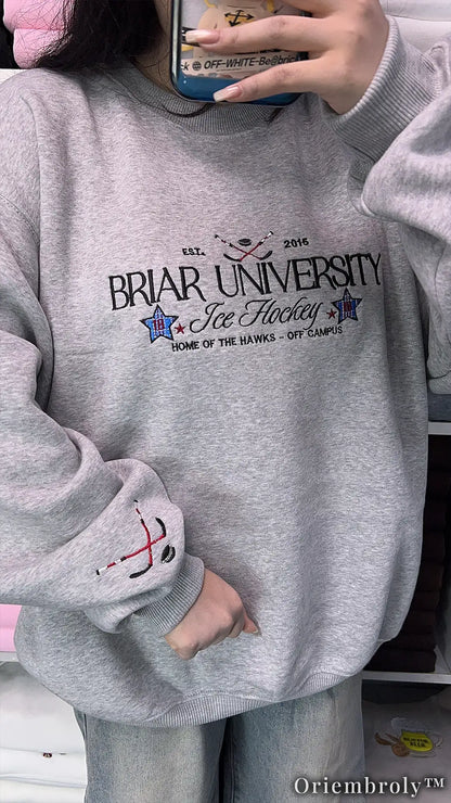 Briar University Hockey Embroidered Sweatshirt – Off Campus Romance Crewneck