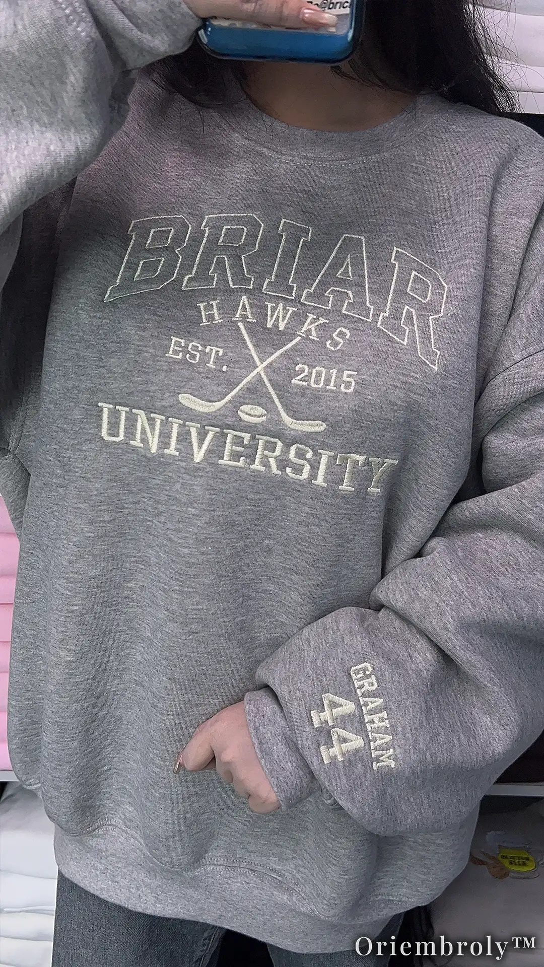 Briar University Embroidered Sweatshirt – Off Campus Hockey Romance Crewneck