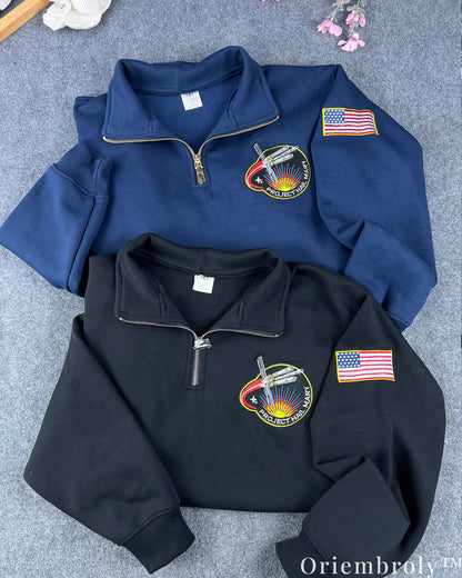 Project Hail Mary Embroidered Quarter Zip – NASA Style Mission Patch Sci-Fi Pullover