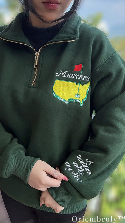 Masters Golf Embroidered Quarter Zip – Vintage Golf Pullover, Old Money Style