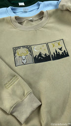 Stag Mountain Celestial Triptych Embroidered Sweatshirt