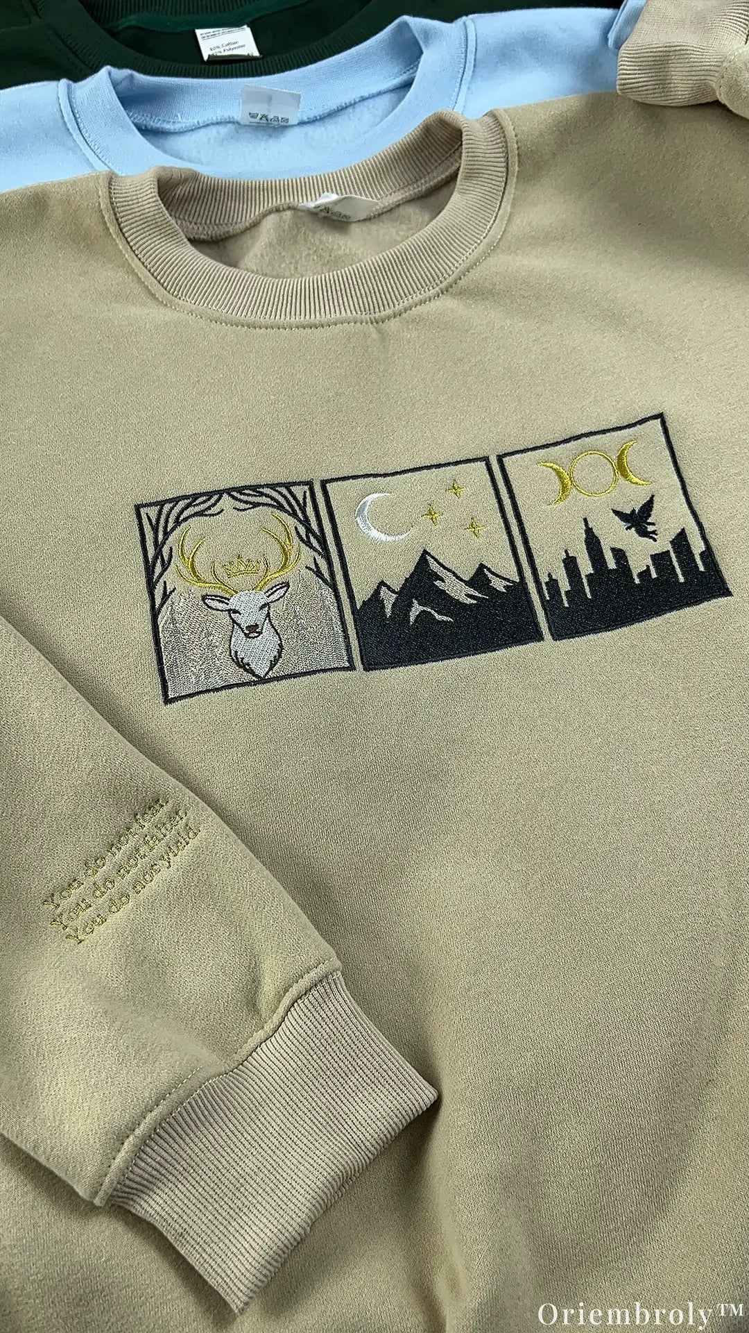 Stag Mountain Celestial Triptych Embroidered Sweatshirt