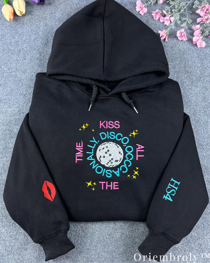 Harry Styles HS4 Disco Ball Embroidered Sweatshirt – Pink Retro Preppy Crewneck