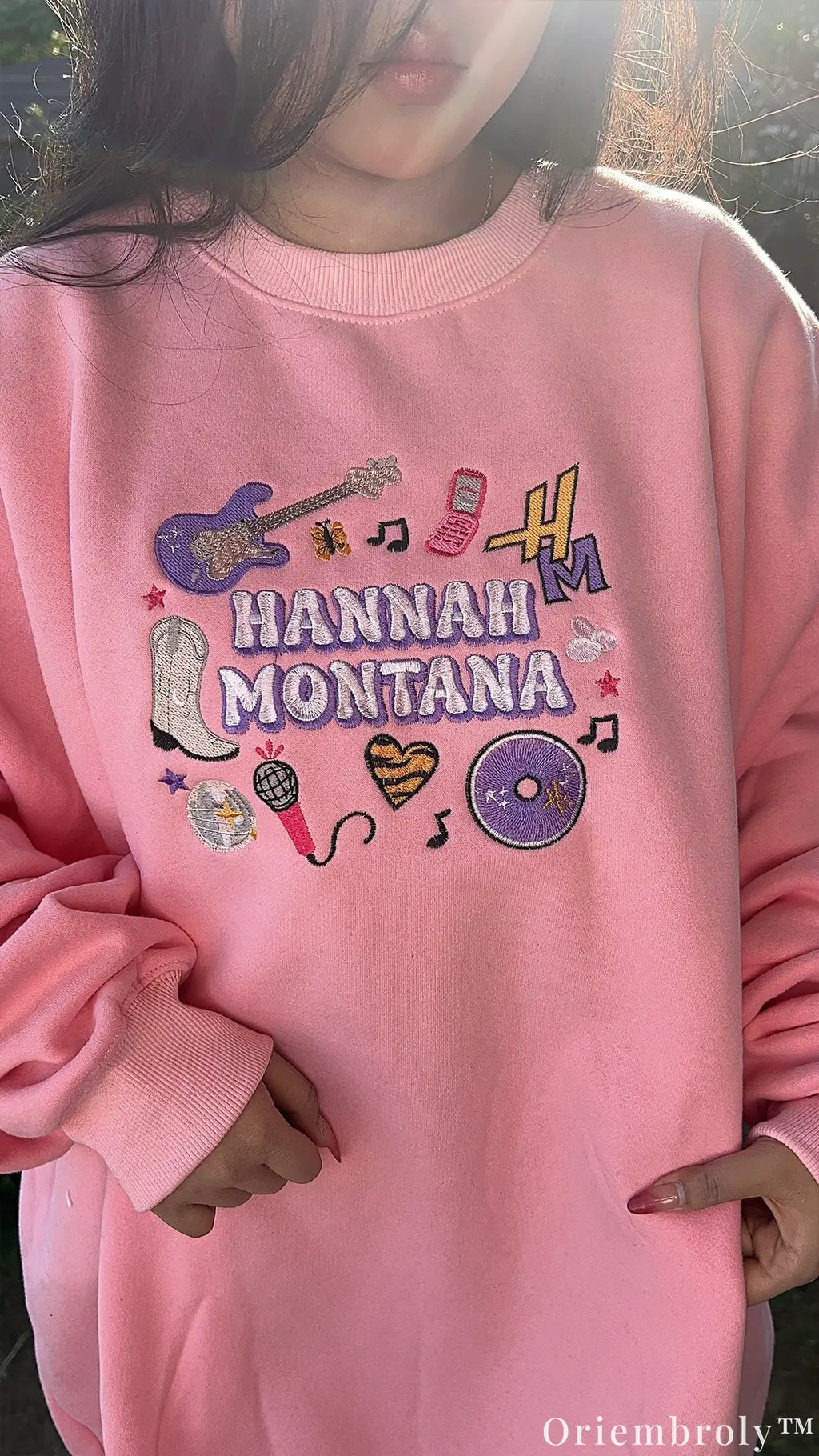 Hannah Montana Embroidered Sweatshirt – Y2K Vintage Pink Pop Star Crewneck
