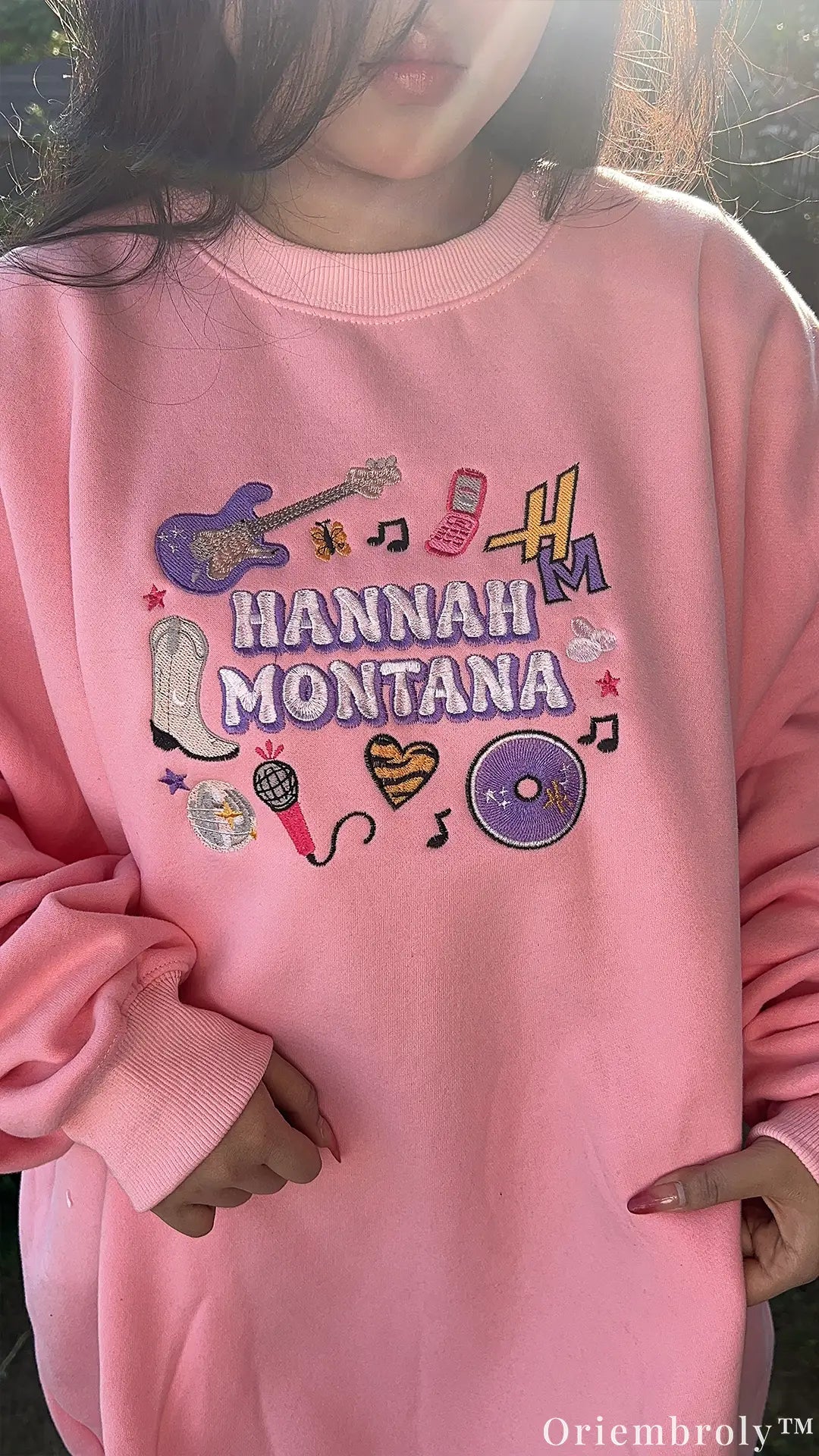 Hannah Montana Embroidered Sweatshirt – Y2K Vintage Pink Pop Star Crewneck