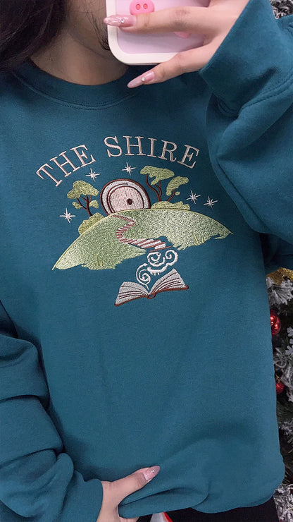 Fantasy Embroidered Shire Sweatshirt & Cozy Hoodie – Book Lover Gift