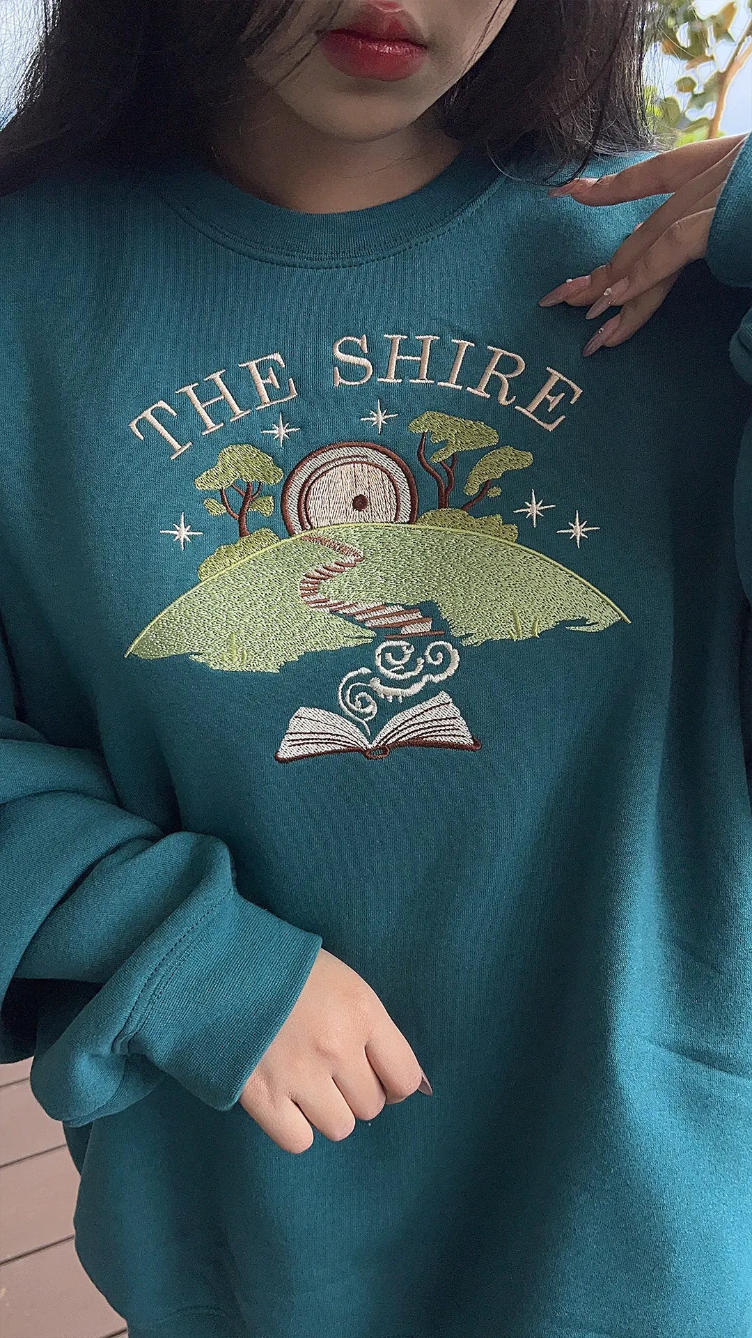 Fantasy Embroidered Shire Sweatshirt & Cozy Hoodie – Book Lover Gift