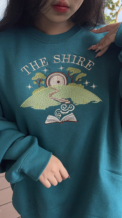 Fantasy Embroidered Shire Sweatshirt & Cozy Hoodie – Book Lover Gift