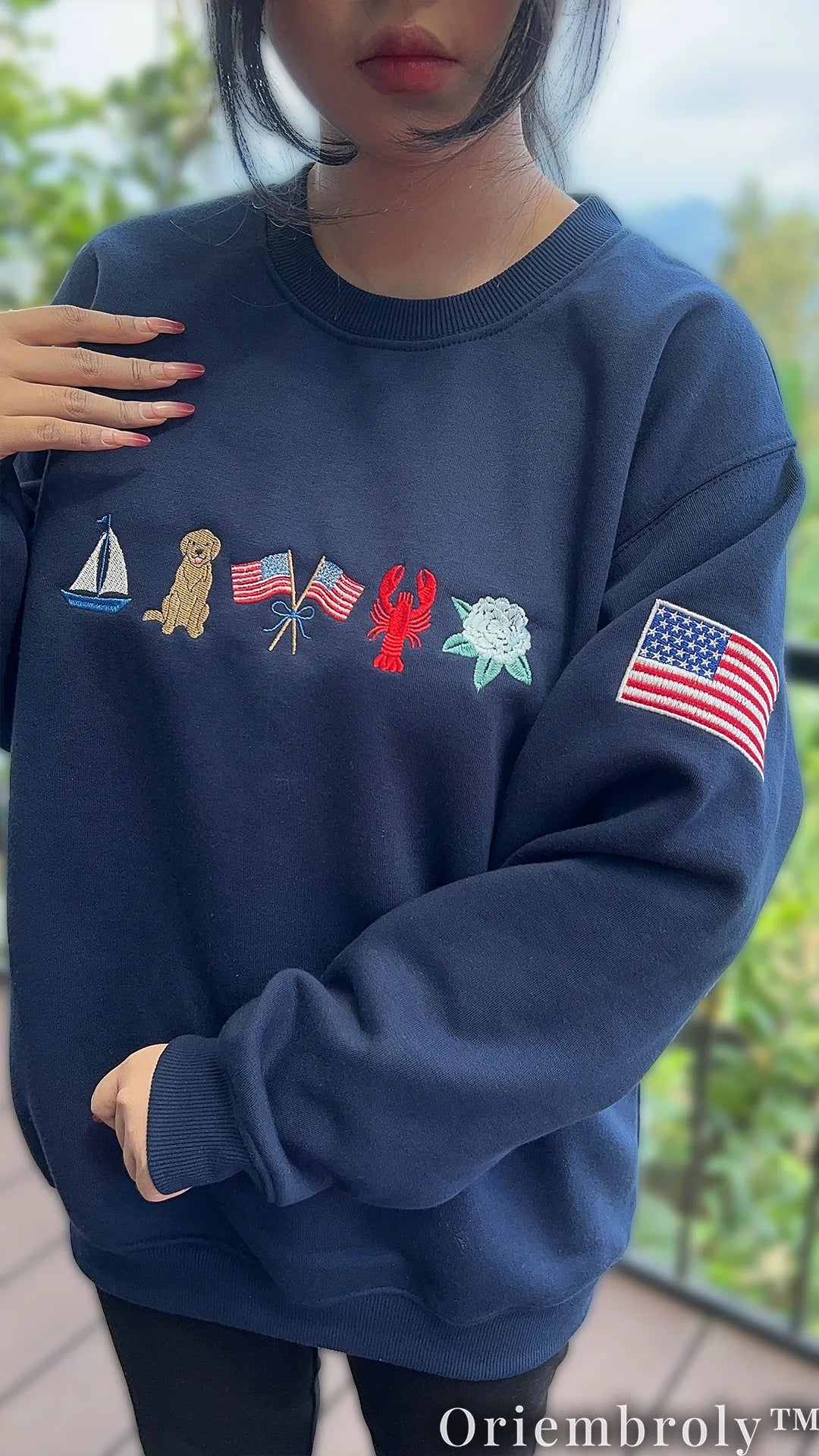 New England Coastal Embroidered Sweatshirt – Vintage Old Money Crewneck