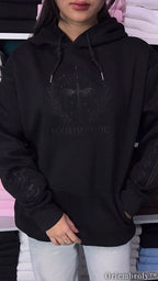 Riders Quadrant Shadow Embroidered Hoodie – Dragon War College Tone-on-Tone Sweatshirt – Book Lover Gift