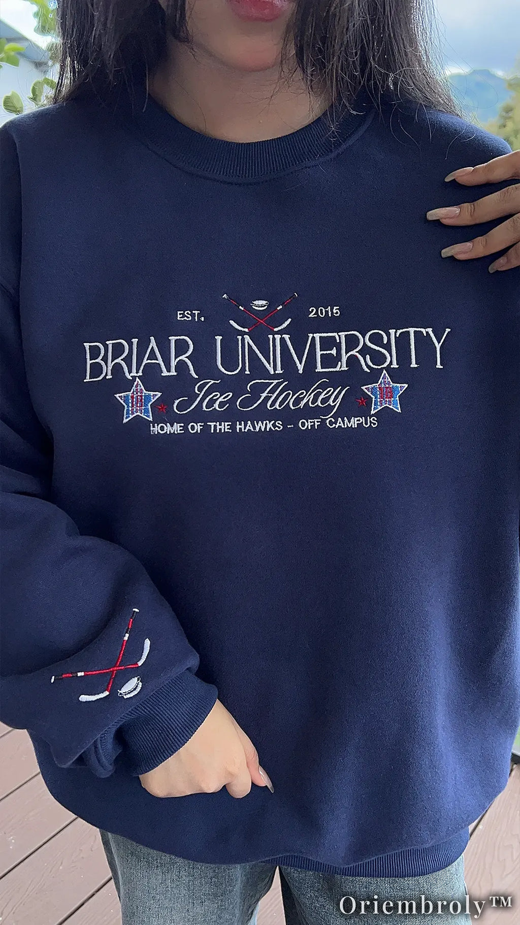 Briar University Hockey Embroidered Sweatshirt – Off Campus Romance Crewneck