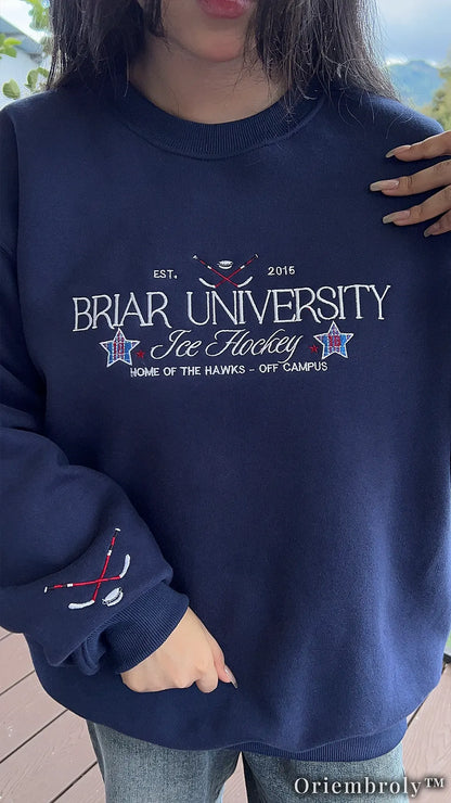 Briar University Hockey Embroidered Sweatshirt – Off Campus Romance Crewneck