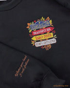 Stars Hollow Directional Signpost Embroidered Red and Black Crewneck Sweatshirt