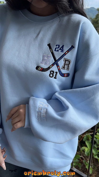 Hockey Sticks Embroidered Hoodie & Crewneck