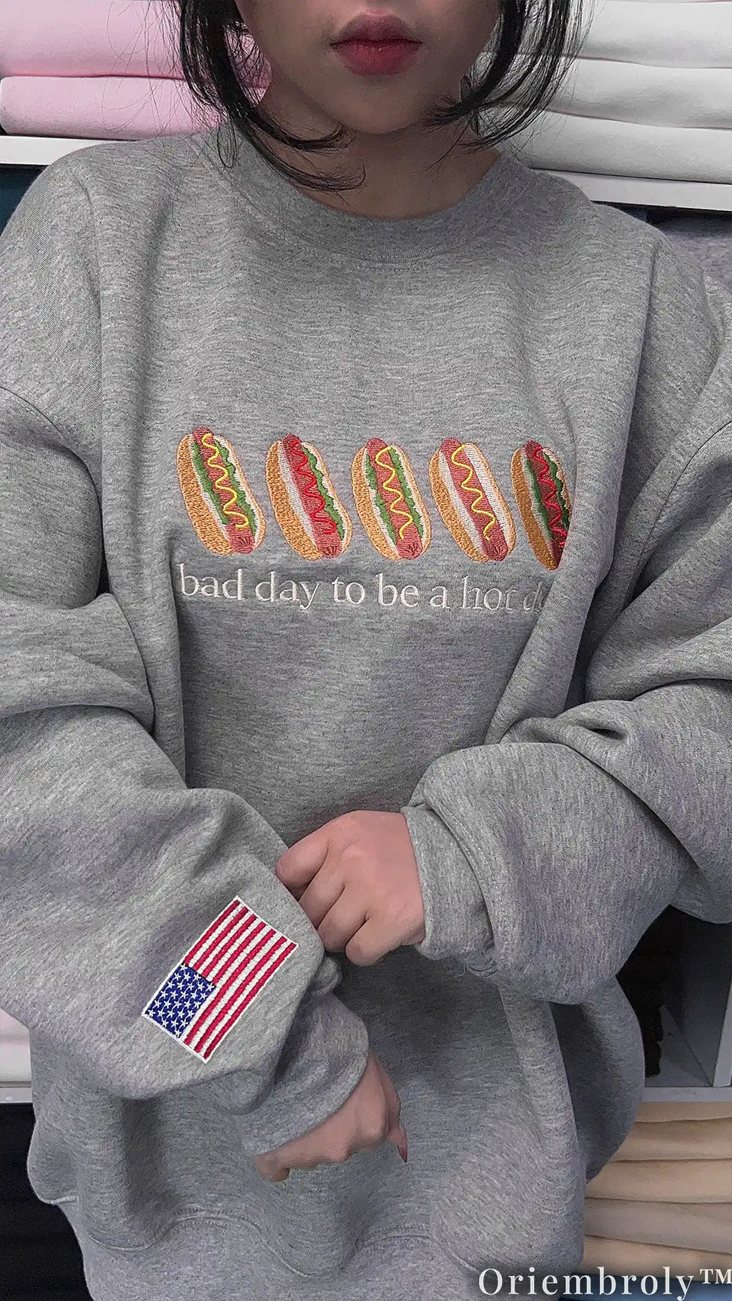 Bad Day To Be A Hot Dog Embroidered Sweatshirt – Funny Americana Crewneck