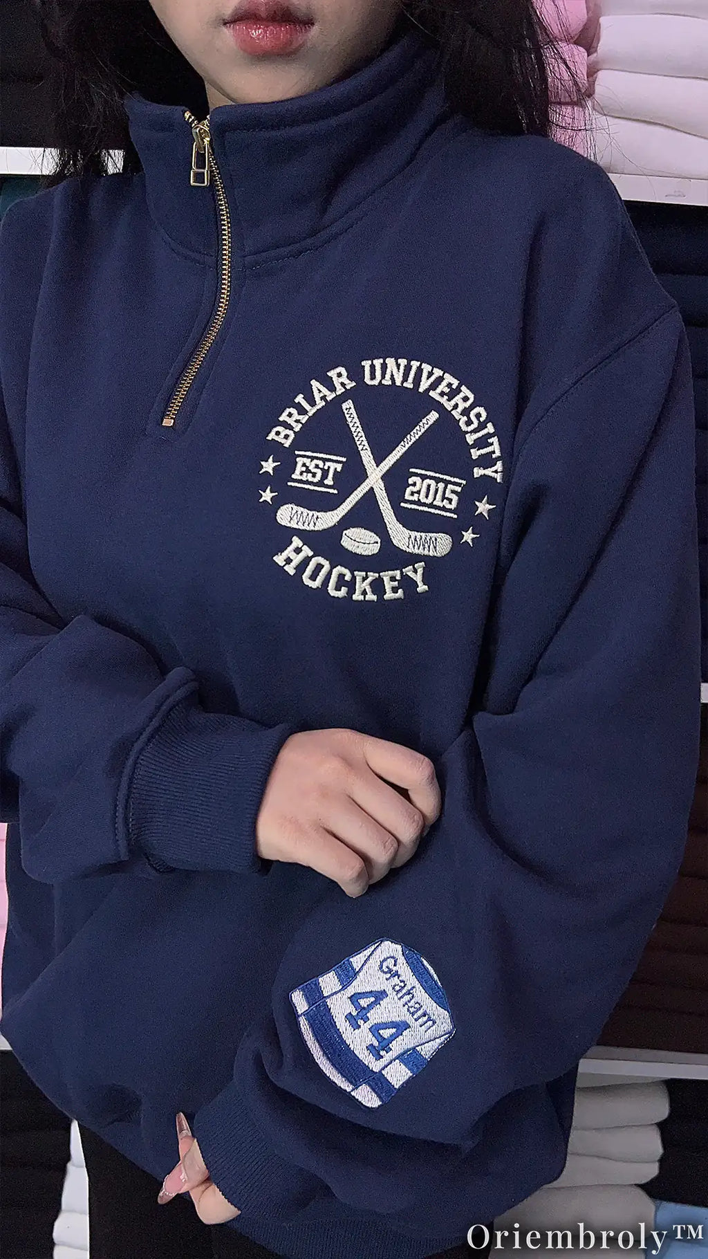 Off Campus Briar Hockey Crewneck Embroidered - Graham Tucker Logan Collection