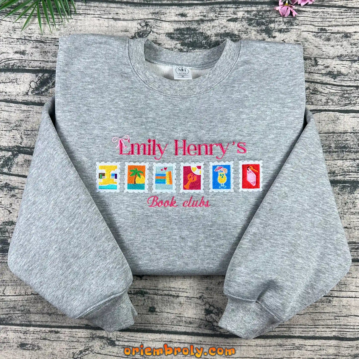 Emily Henry Stamps Embroidered Sweatshirt – Bookish Gift for Readers & Happy Place Merch