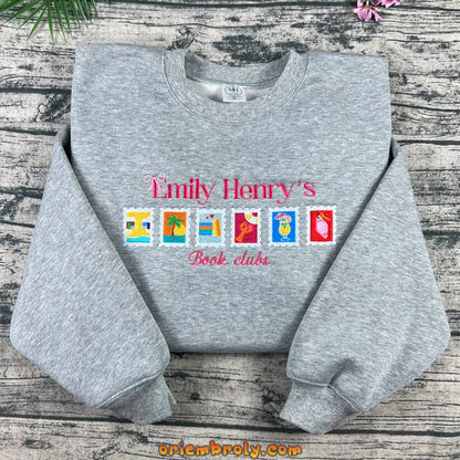 Emily Henry Stamps Embroidered Sweatshirt – Bookish Gift for Readers & Happy Place Merch