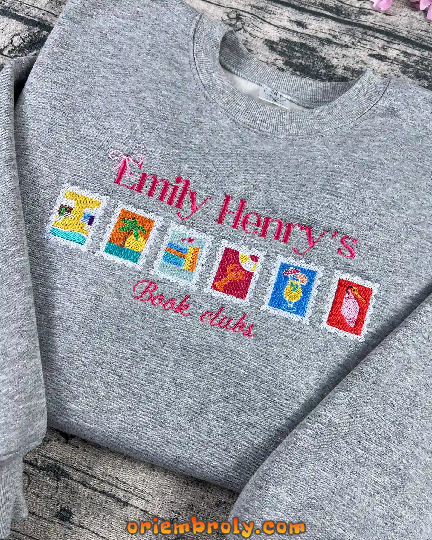 Emily Henry Stamps Embroidered Sweatshirt – Bookish Gift for Readers & Happy Place Merch