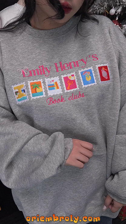 Emily Henry Stamps Embroidered Sweatshirt – Bookish Gift for Readers & Happy Place Merch